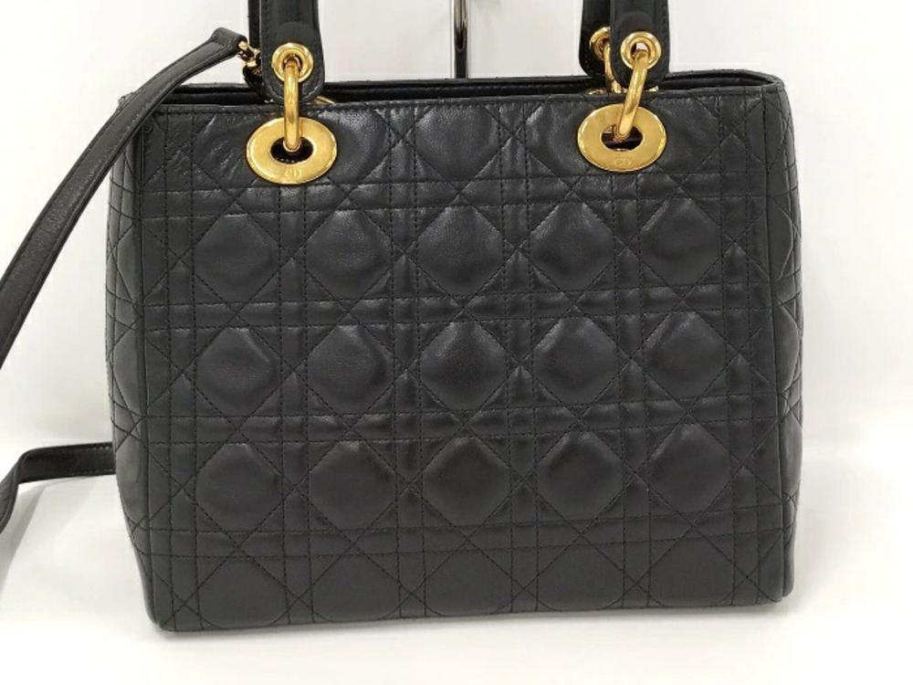 Dior Bag Black Shoulder Lady Christian Leather Handbag Black